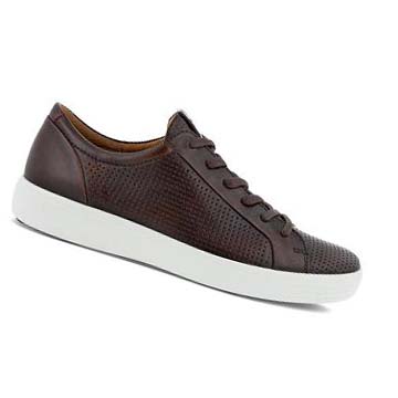 Men's Ecco Soft 7 Laced Sneakers Coffee | Canada 632TCE